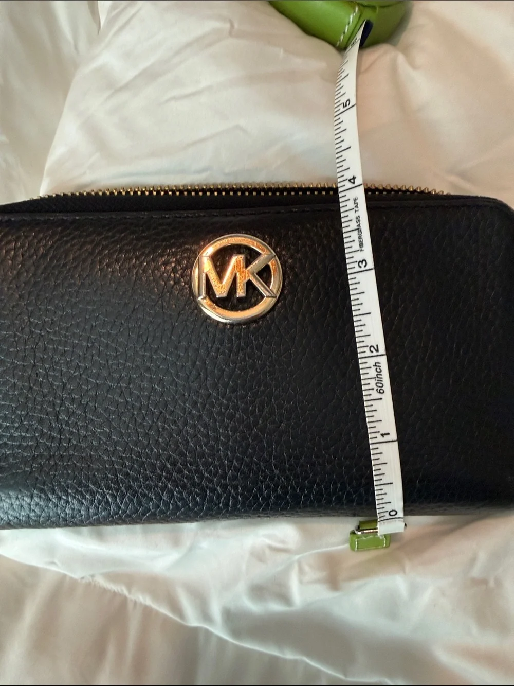 Michael Kors Black Pebbled Leather Wristlet Clutch with MK Logo